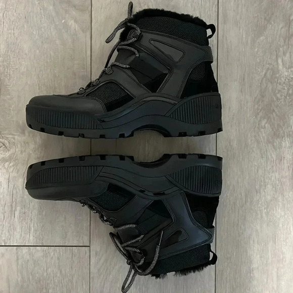 Michael Kors Leather Fur Chunky Combat Winter Boot Fur Insole, Size 8 - Picture 7 of 12